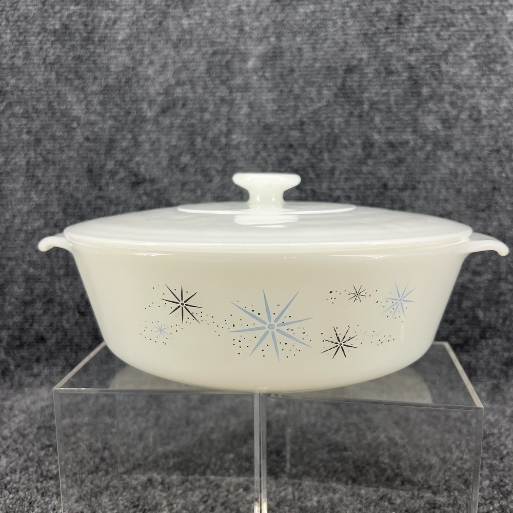 Anchor Hocking Fire King #437 1.5 Quart Casserole W/Lid Atomic Starburst
